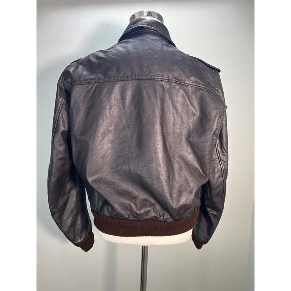Vintage Flight Jacket American Express Mens 46 Dark Brown Bomber 90s - Picture 5 of 11